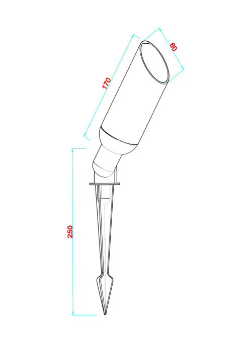 Foco estaca 220v 5w Aluminio Con Ampolleta - Imagen 3